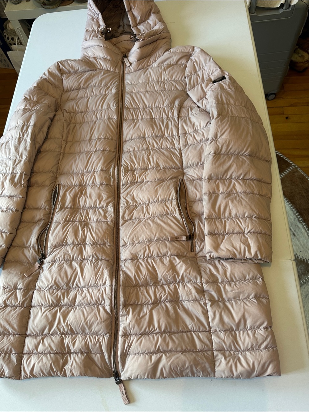 Light Pink Quilted duck down Hooded Coat